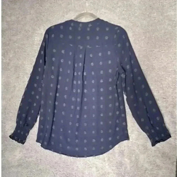 Women's Blue Polkadot BohoTunic Blouse V-Neck‎ - Medium - Picture 7 of 7
